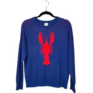 Summer Coastal Lobster Crewneck Sweater Preppy Womens (M) Stretchy Nautical NEW